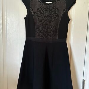 Rebecca Taylor Black Lace Detail Mini Dress